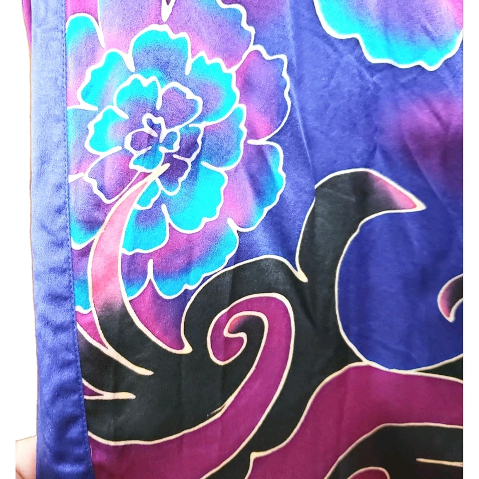 Bata de Seda Floral Lujo Ombre Magenta Capas Look Extra M Foto 3 de 4