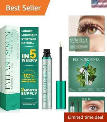 Natural Eyelash Serum for Enhanced Lash Length & Strength - 3mL, Non-Irritating