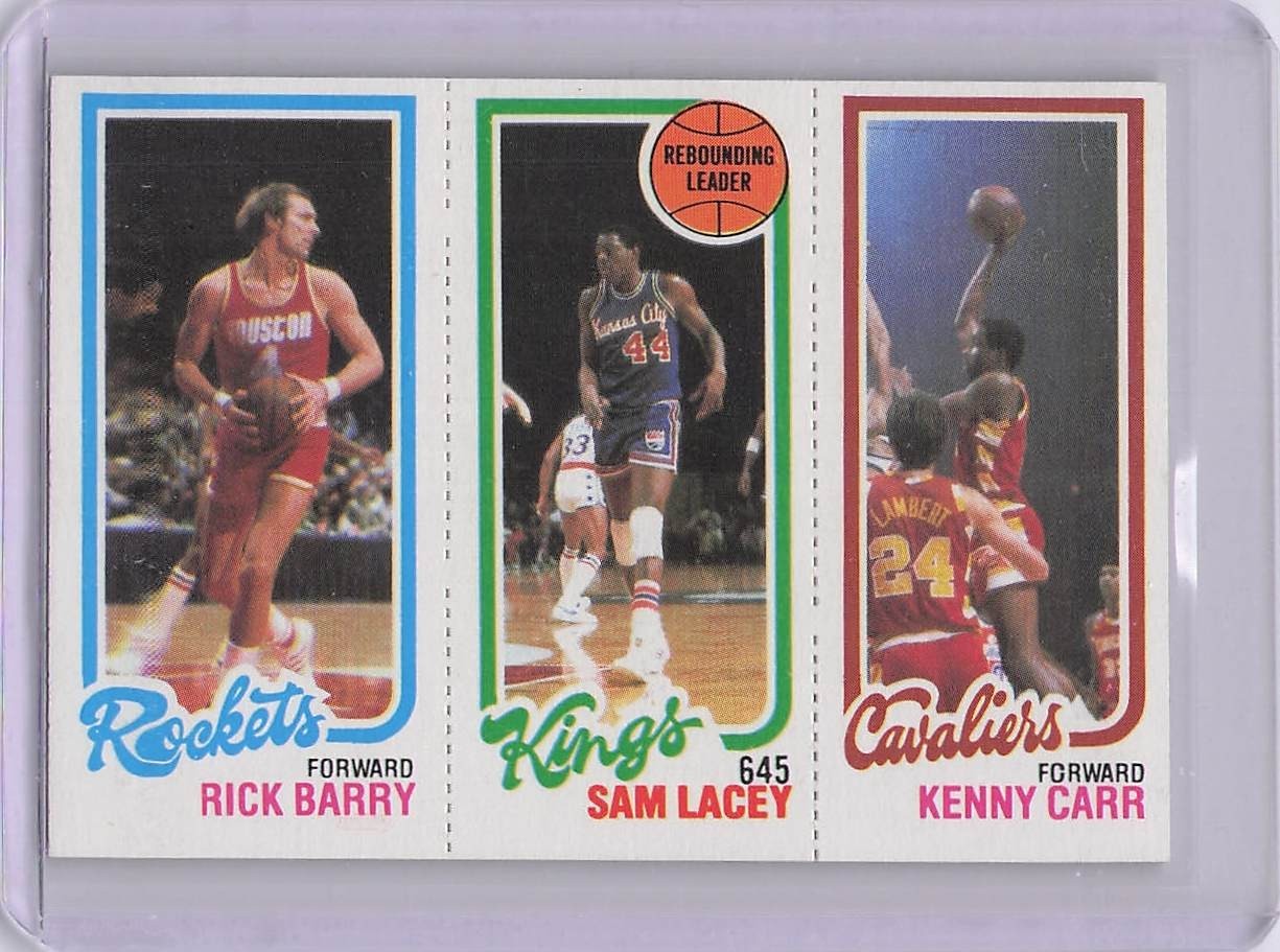 Rick Barry / Sam Lacey / Kenny Carr #54 / 105 / 123 Basketball Cards 1980 Topps trading card — raw and PSA graded price guide