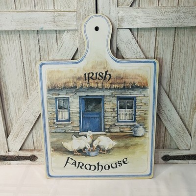 Vintage Irish Farmhouse Ducks Laminated Wood Cutting Board Wall Plaqu