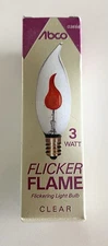 Flicker Flame 3 Watt/120v ABCO 03656 Candelabra Clear Flame Tip Bulb. Vintage.