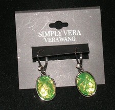 Simply Vera Vera Wang Earrings Green Faceted Cabochon Oval Dangle Lever back