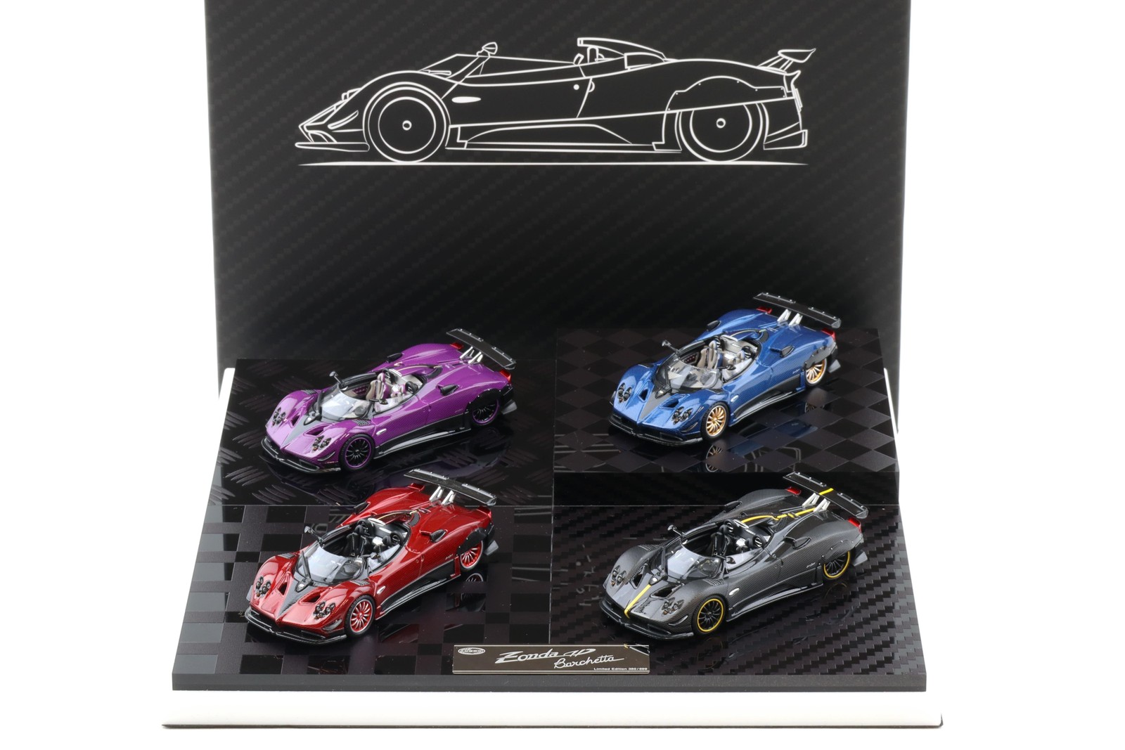 1:64 Lcd Models Pagani Zonda Hp Barchetta 4-Car Carbon Set - Limited 699 Pcs.