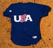 Team USA Baseball Jersey Russell Athletic Navy 2000 Olympics Sz 44 (L) Vintage