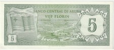 Aruba 5 Florin Banknote 1986 Choice Uncirculated Condition Pick#1