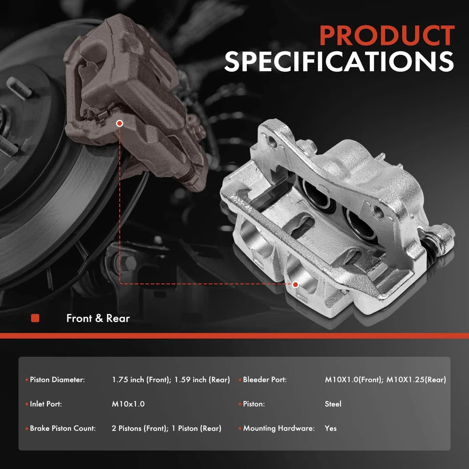 4x Front & Rear Brake Caliper with Bracket for Honda Ridgeline 2006-2014 V6 3.5L - Image 2 of 4