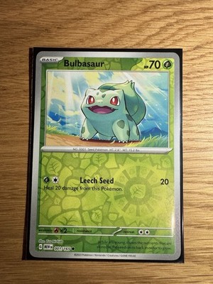 Pokemon 151 - Bulbasaur (Bisasam) #001/165 - Reverse Holo - Near Mint - Englisch