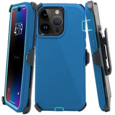 For iPhone 13 / 13 Pro / 13 Pro Max / Defender Case With Belt Clip Teal