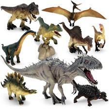Dinosaur Playset with 14" Indominus Rex  8 Detailed Dino Figures - Education...