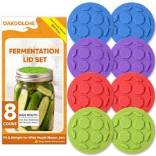 OAKDOLCHE 8Pcs Silicone Fermentation Lids for Wide Mouth Mason Jars