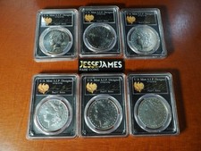 2021 SILVER MORGAN & PEACE DOLLAR PCGS MS70 FDI BALAN SIGNED 6 COIN SET CC D O S