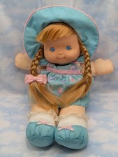 Fisher Price Puffalump Kids Pretty Hair Teal Green 15" Girl Plush Doll 1992 Vtg