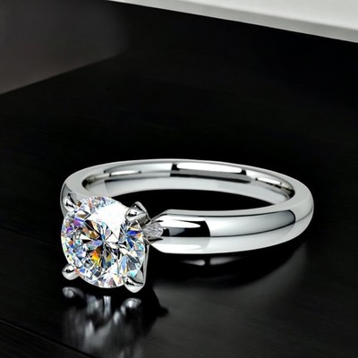 White Gold Diamond Designer Ring IGI CVD 1.50 Carat Round E F VVS Lab Grown 18K