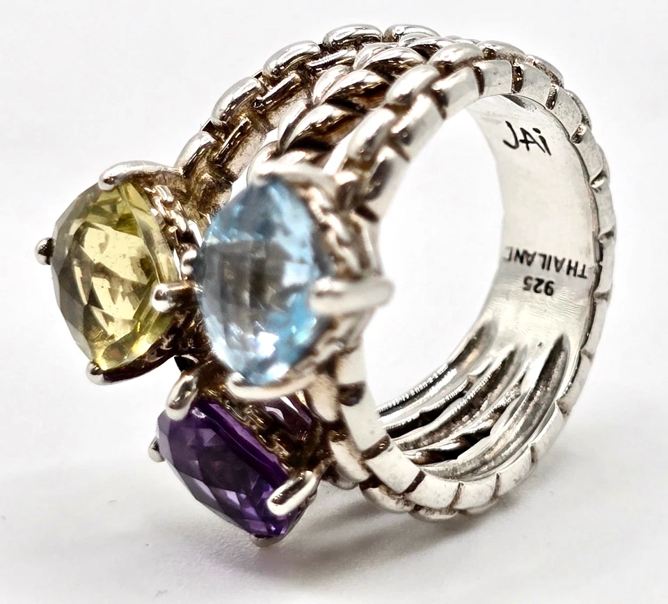 Anillo de piedras preciosas de plata esterlina de celebración JAI John Hardy - talla 5 Foto 2 de 4