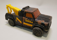 Vintage Tonka Black Tow Truck Made in USA METAL Plastic Wrecker Tow 7"
