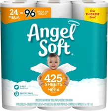 Angel Soft 2-Ply Toilet Paper, 24 = 96 Mega Rolls Free Shipping!!