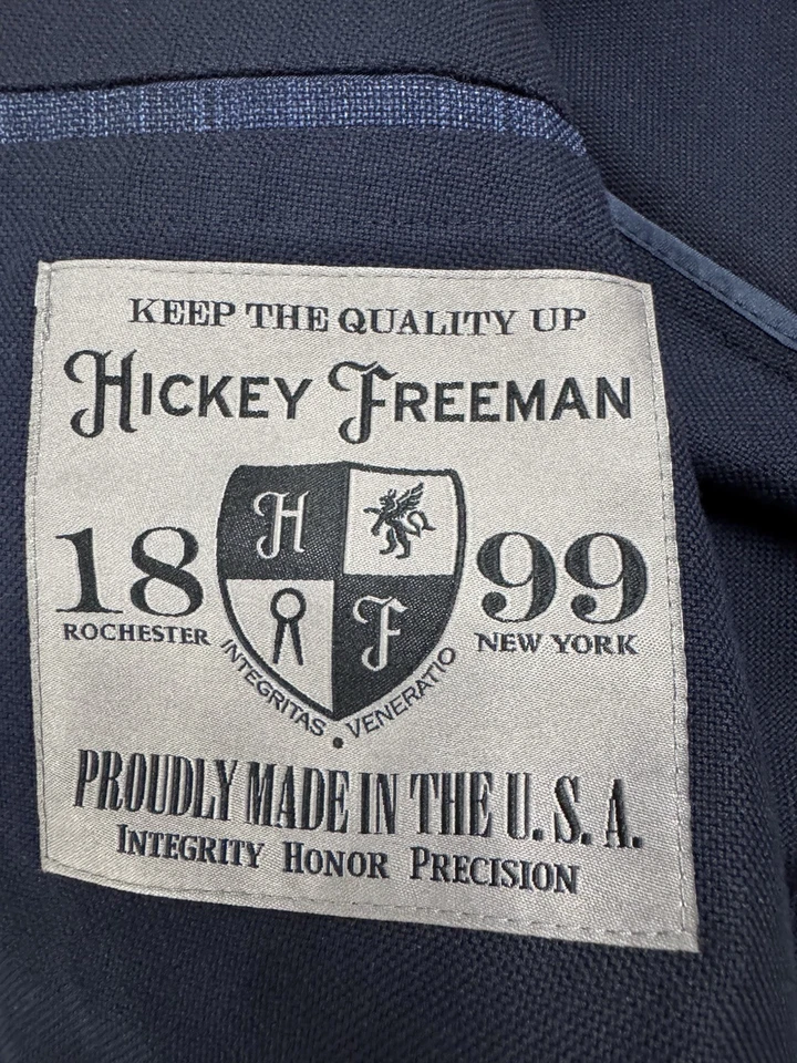 Chaqueta Blazer Hickey Freeman 1899 Doble Pecho 46r Pico Solapa Algodón Hecha en EE. UU. Foto 2 de 4
