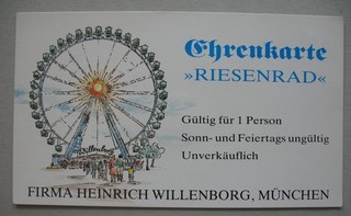 Honor card Munich old funfair driving chip Heinrich Willenborg Ferris wheel RRR!