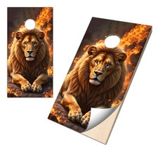 Premium Cornhole Vinyl Wraps - 3M Decal - Animals - Watercolors - LION