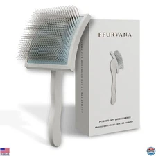 Slicker Brush for Long-Haired Dogs, Grooming Tool for Large Pets, Cream White