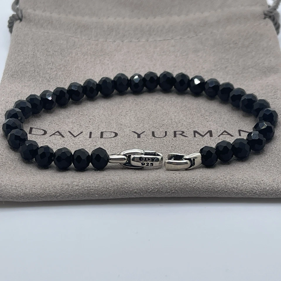 Brazalete David Yurman Plata Esterlina Cuentas Espirituales Espinela Negra Foto 2 de 3