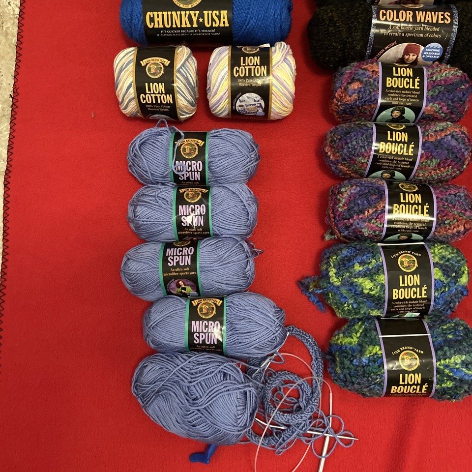 (46) All Lion Brand Yarn Assorted Lines & Colors Plus Extra Knitting ...