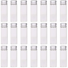 24 Tiny Jars with Aluminum Screw Lids 15ml Small Glass Bottles Clear Mini Via...