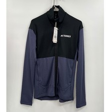 Adidas S Terrex MT LT FL FZ JA Jacket Mens Navy Black Slim Fit Fleece IM8141