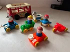 Vintage 1969 Fisher Price Little People Bus and extra vehicles