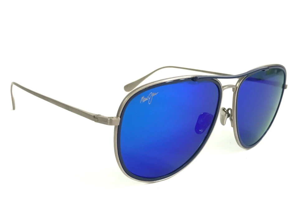 Gafas de sol Maui Jim FAIR WINDS MJ-554-17M montura plateada mate lentes Hawaianas azules Foto 3 de 4