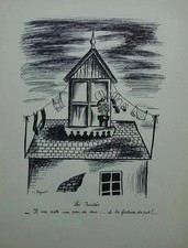 Raymond Peynet: The Bees, Signed Humorous Engraving, 1943