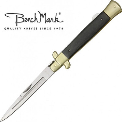 Benchmark Large Gangster Folding Dagger Pocket Knife BMK035 Black Wood 10.75'' OA