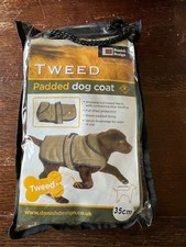 Tweed Padded Dog Coat size 35cm (14") showerproof tweed fabric. warm padded.