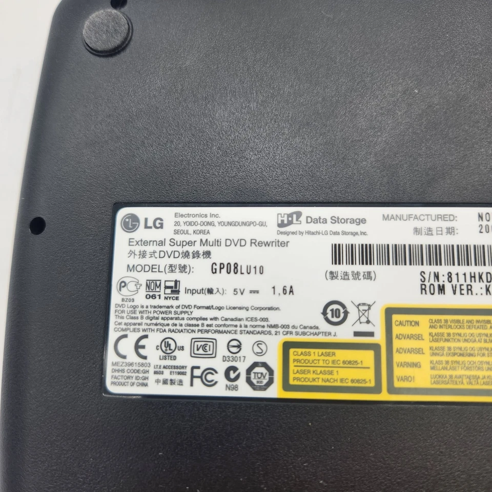 LG GP08LU10 8X Delgado Portátil Externo Super Multi DVD Regrabadora Foto 4 de 4