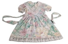 Vtg Girls Pastel Girls Dress Floral Lace Size 10