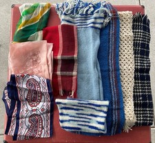 NECK HEAD SCARF LOT PAISLEY PLAID SOLID