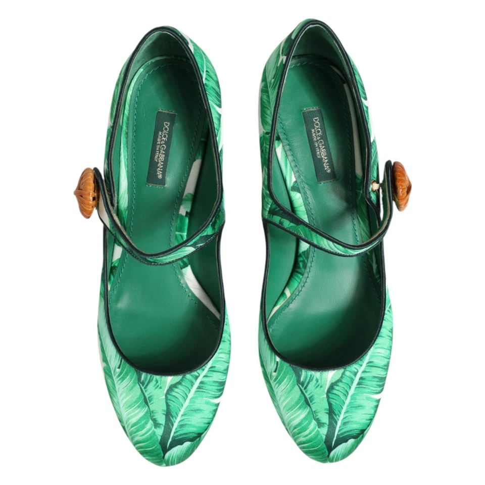 DOLCE & GABBANA Shoes Green Silk MARY JANES Leaf Sandals EU38 / US7.5 RRP 930usd - Image 3 of 4