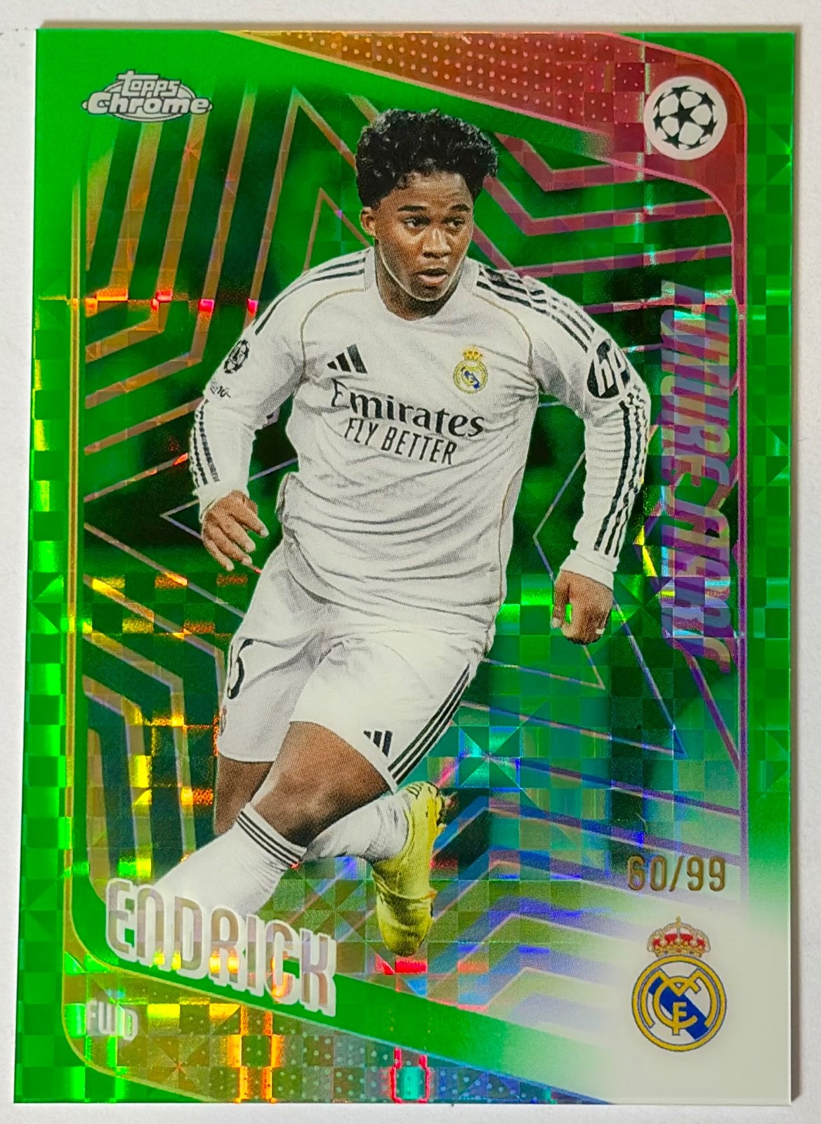 Endrick GREEN X-FRACTOR /99 2025 Topps Chrome UEFA Brazil #86 NATION COLOR MATCH