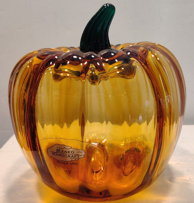 Signed Blenko 4 1/2'' Tall Pumpkin W/ Label