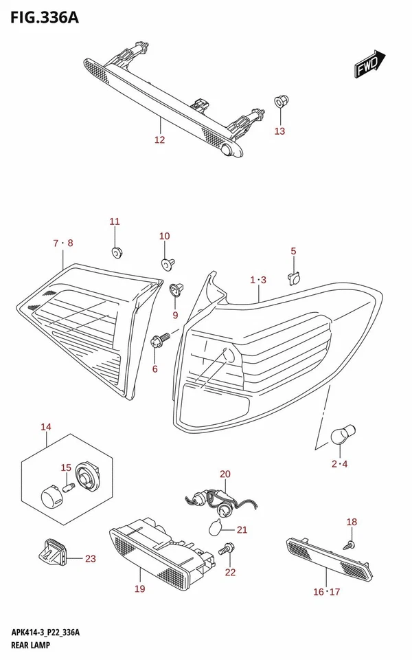 Suzuki Genuine Backup & Rear Fog Lamp Unit Fits Vitara 36254-86R10-000