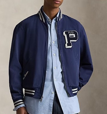 Polo Ralph Lauren Embroidered Canvas Varsity P Patch Track Jacket