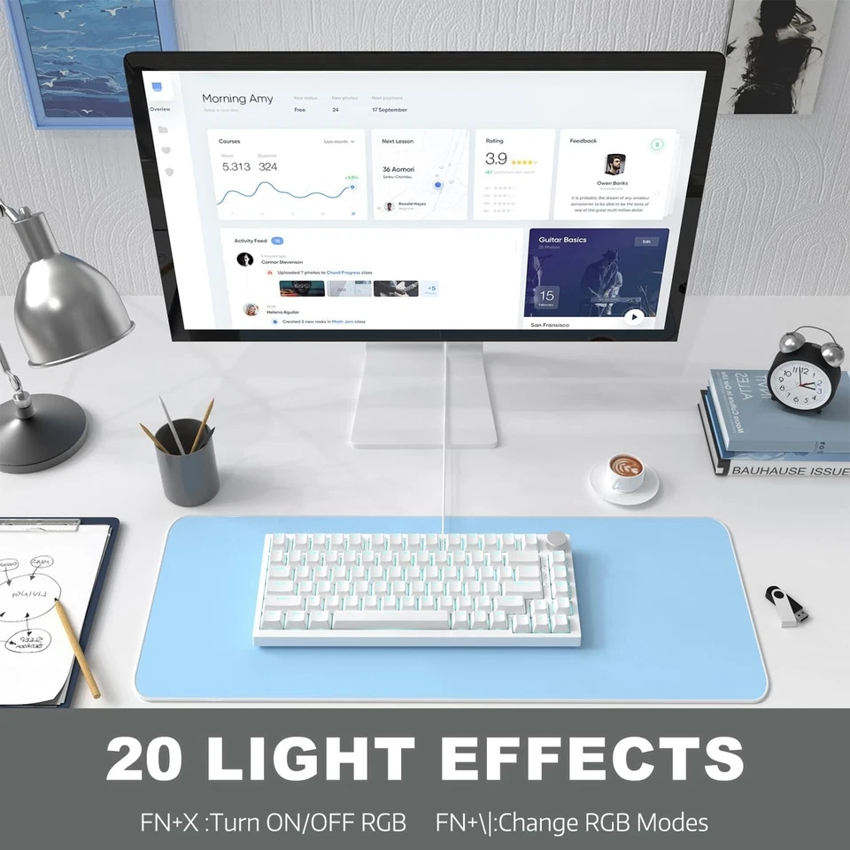 AJAZZ AK820 75% Wired Gasket Mechanical Gaming Keyboard with Volume Knob - Image 3 of 4