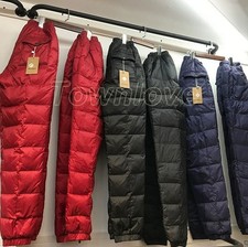 Mens Ultralight Puffer 90 Duck Down High Waist Pants Motor Thicken Trousers