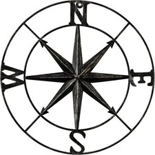 13" Compass Wall Decor Decorative round Metal Compass Distressed Wall Décor Naut