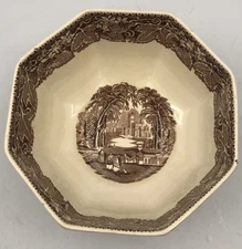 Rare 1940s Mason's Patent Ironstone Vista Octagon 7.5” Brown Serving Bowl