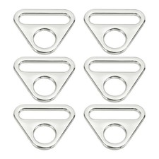 6Pcs 0.98 Inch Triangle Buckle Adjuster D Ring Triangle Buckles Silver White