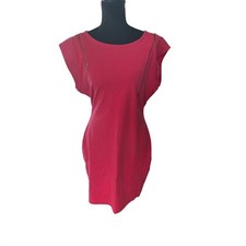Nicki Minaj Pink Bodycon Dress XL Gold Zip Shoulder Sheath Barbiecore