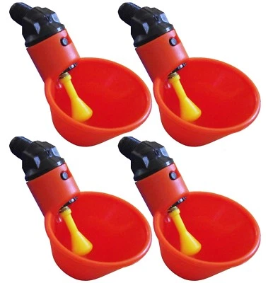 RITE FARM PRODUCTS (4) AUTOMATIC WATERER DRINKER CUPS CHICKEN COOP POULTRY CHOOK BIRD TURKEY DRINK