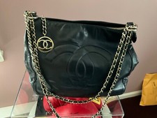 Vintage Chanel Black Caviar Leather Long Bag Clutch