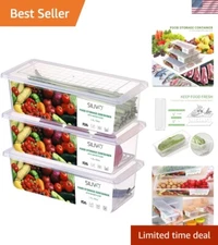 Transparent 1.5L Produce Saver Containers - 3 Pack with Removable Drain Tray